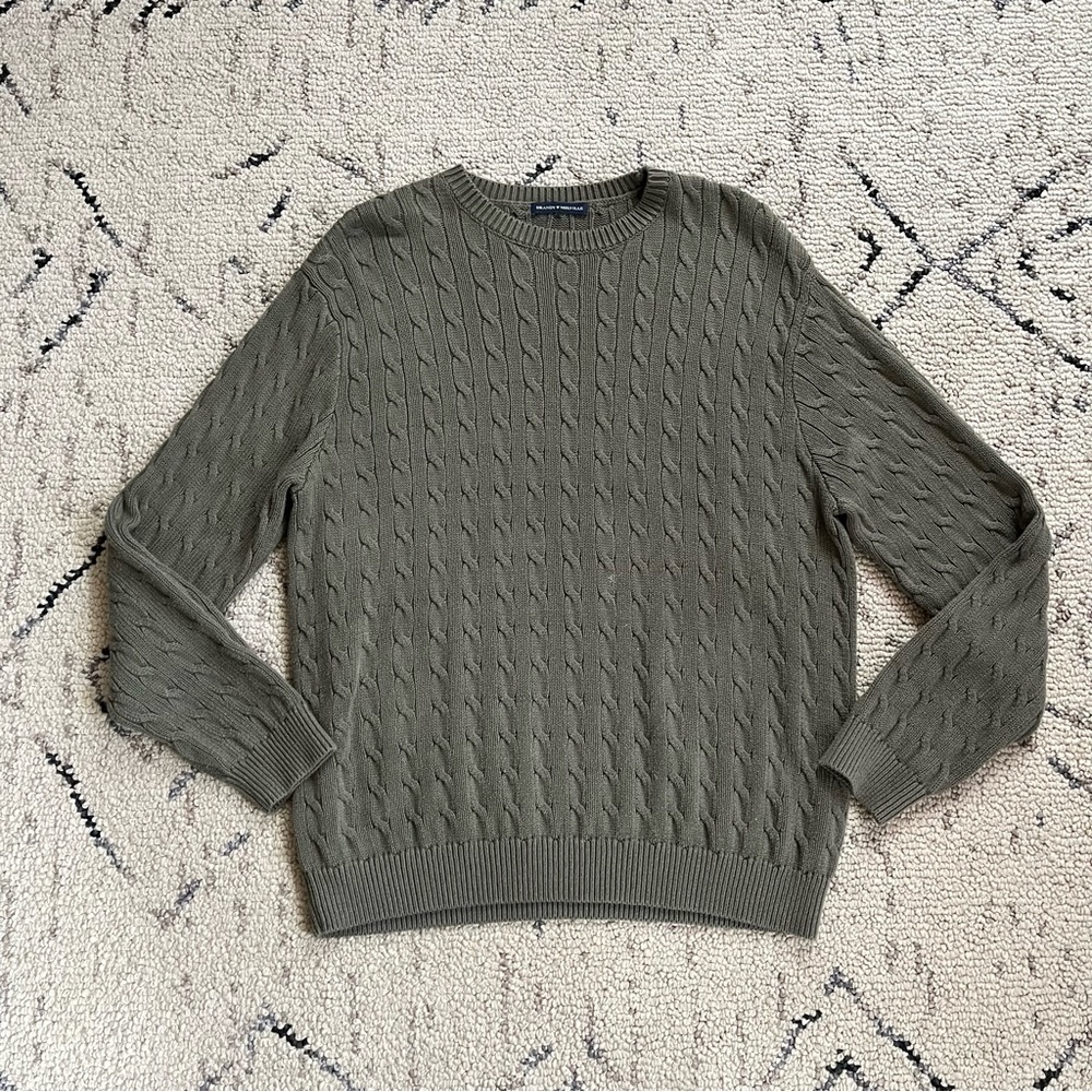 Brandy Melville Olive Green Cable Knit Grandpa Sweater Fisherman Oversized